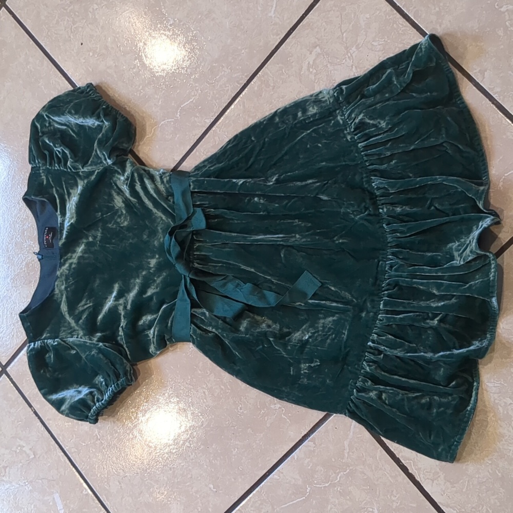 Crewcuts Velvet Kids Dress in Green